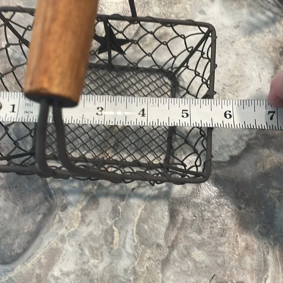 Wire baskets with wooden handle (set of 3) Rustic look - Picture 3 of 10